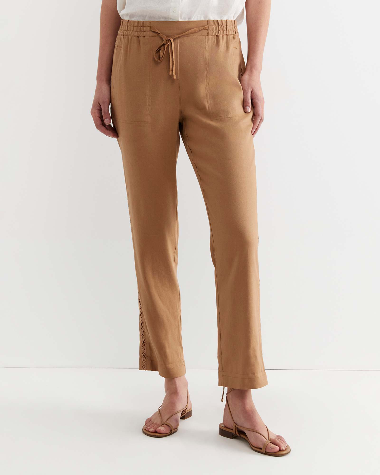 Rosa Lace Trim Linen Pant