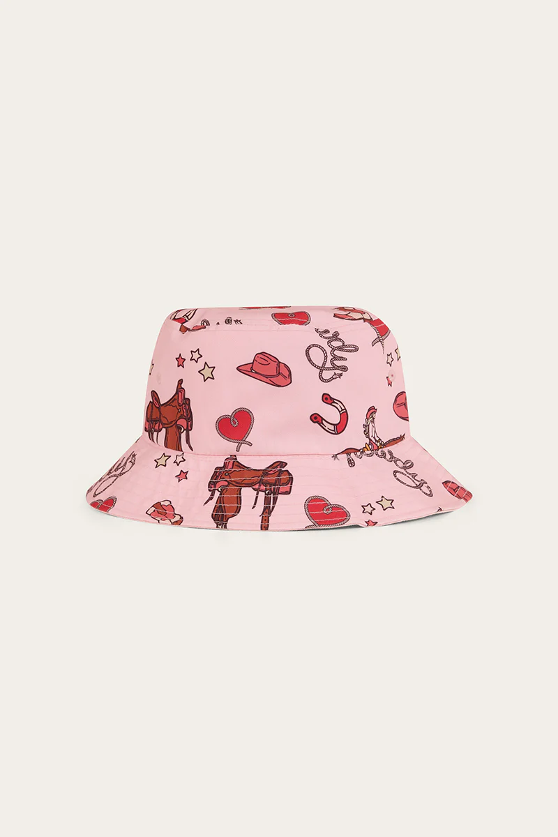 Mini Cowgirl Kids Reversible Bucket Hat - Dusty Pink