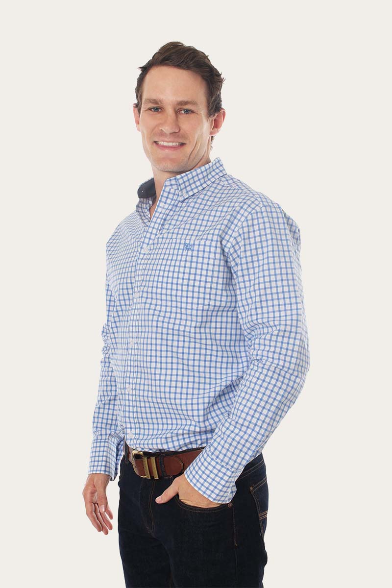 Heritage Mens Check Dress Shirt - Blue/White