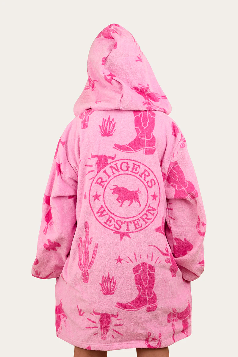 Boot Scootin Kids Zip Through Towel - Pastel Pink