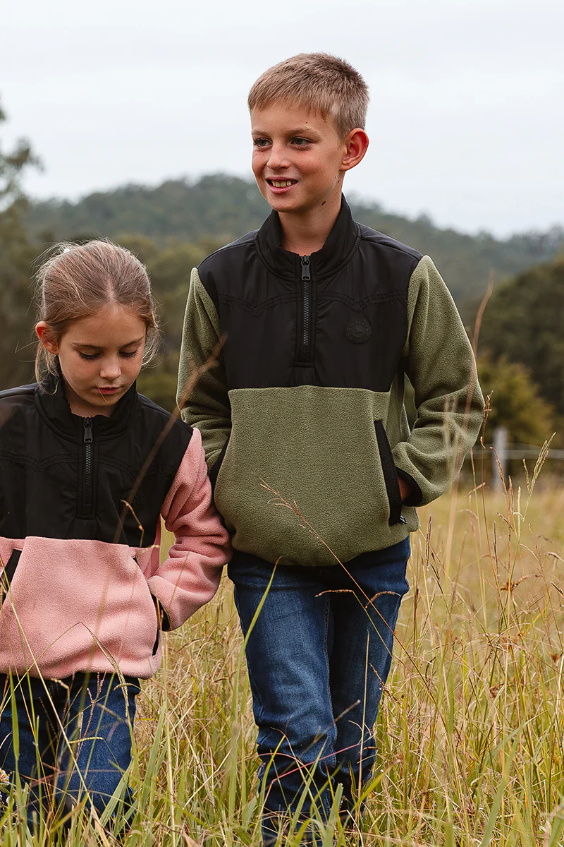 Winton Kids 1/4 Zip Crew Neck Fleece - Military Green