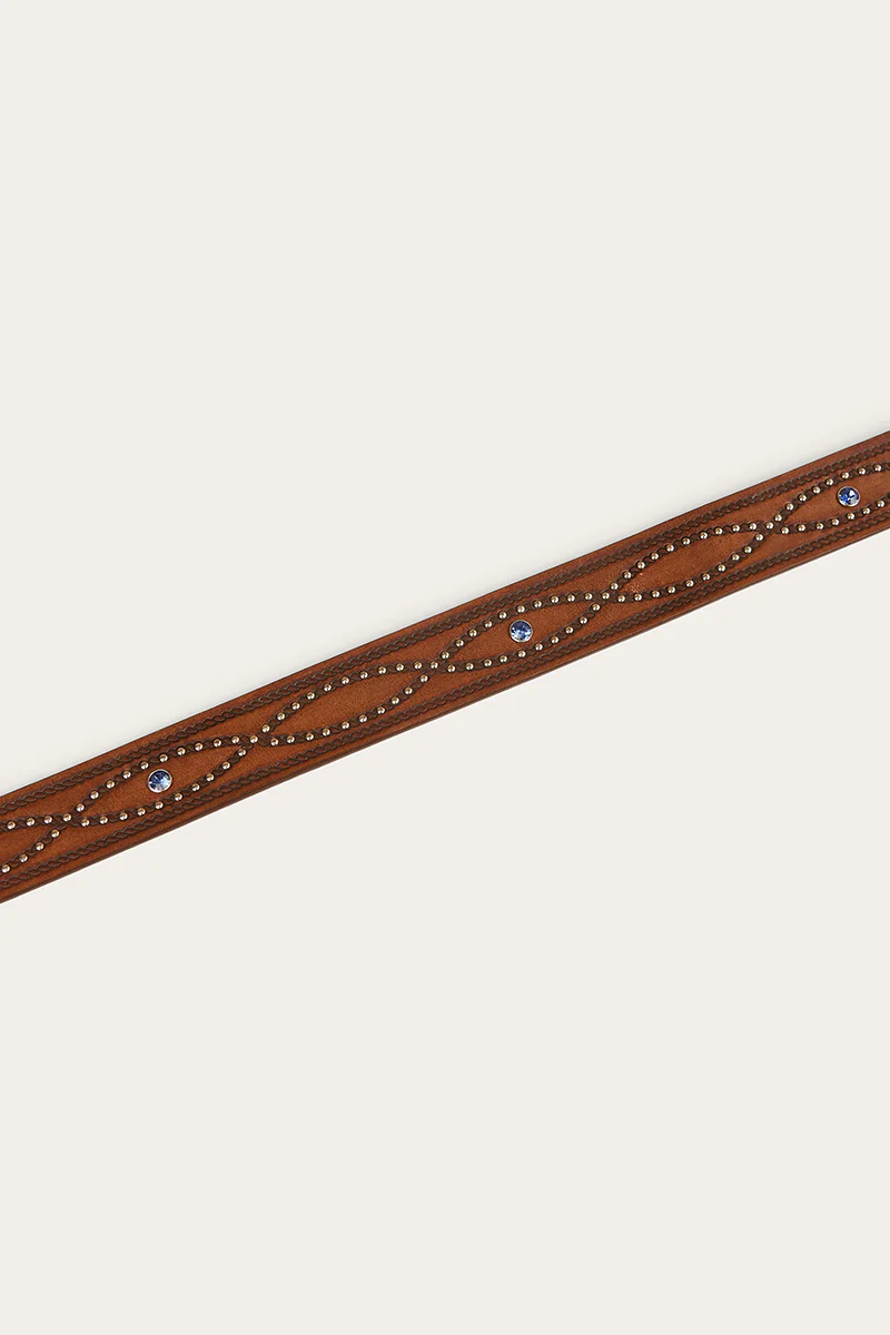 Diamond T Belt - Tan / Silver