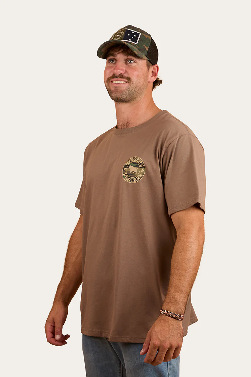 Signature Bull Mens Loose Fit T-Shirt - Mushroom/Camo