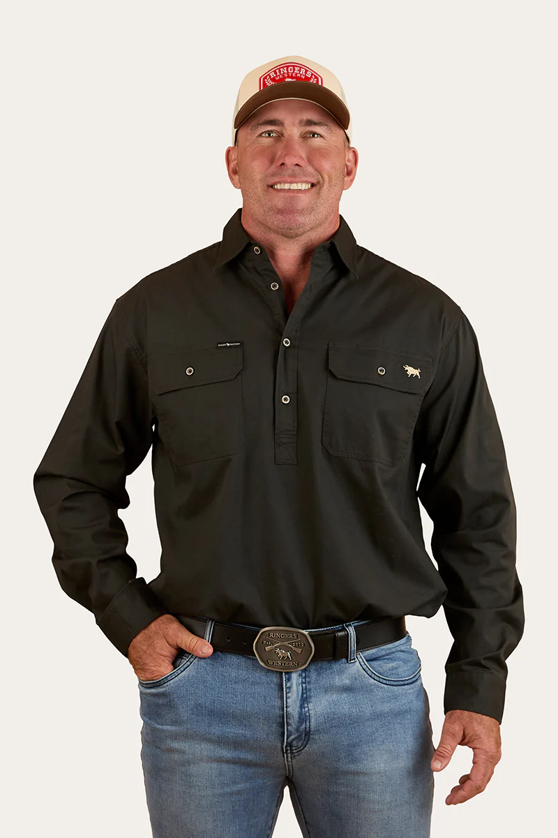 Condor Mens Half Button Work Shirt - Charcoal