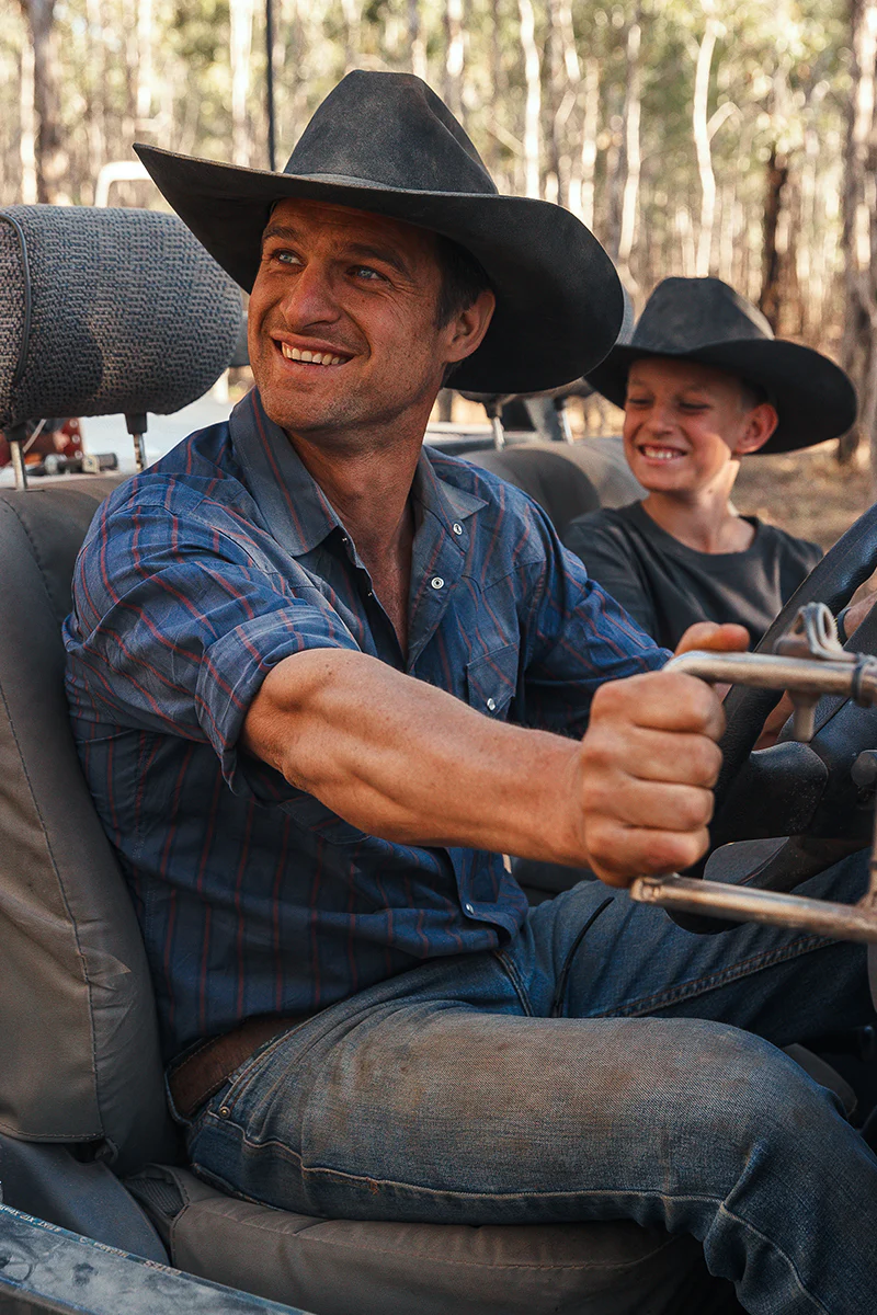 Mapleton Mens Western Shirt Stripe - Navy