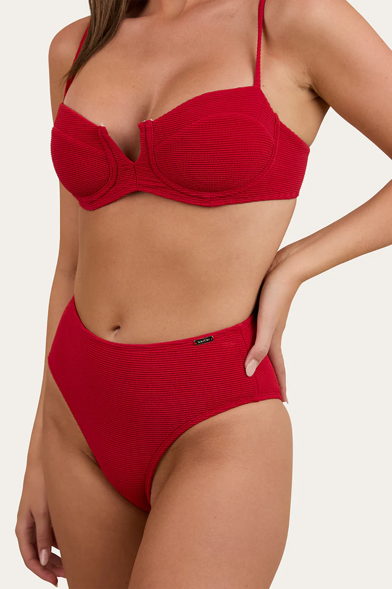 Country Sunset Textured Underwire Bikini Top - Red