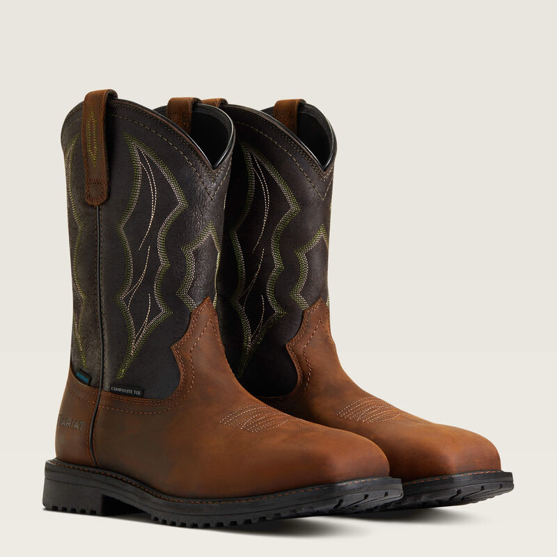 RigTek Wide Square Toe Waterproof Composite Toe Work Boot