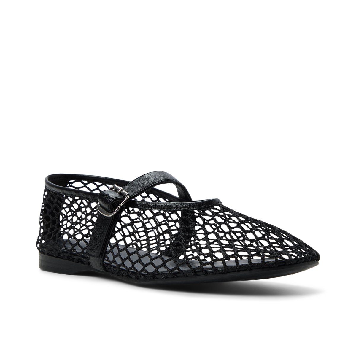 Elyiaa Black Textile Mesh Women's  Mary Janes