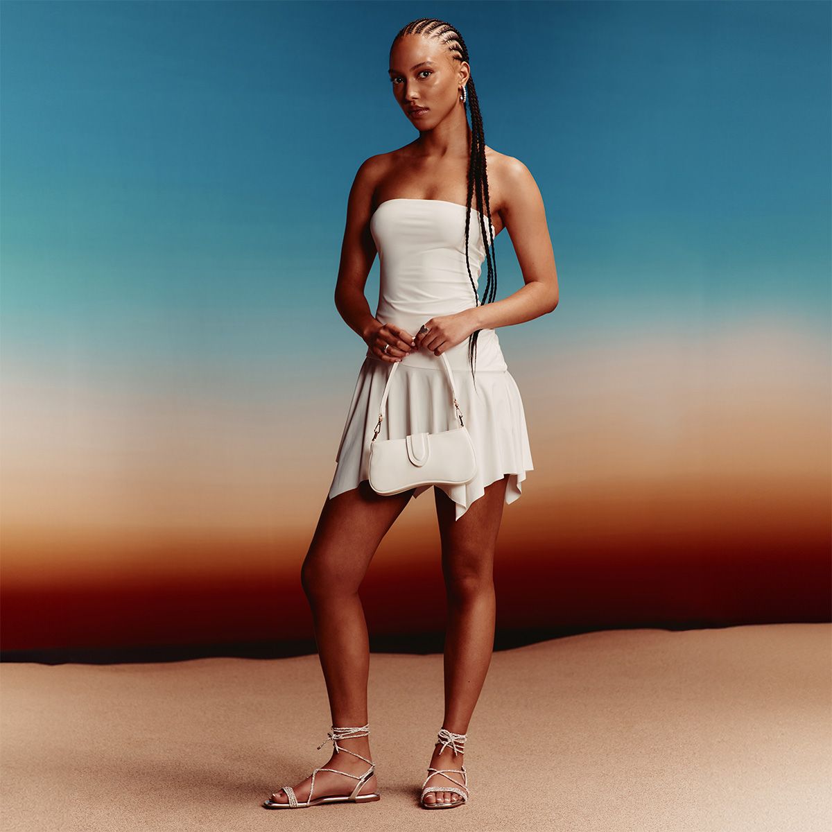 Aminaa Silver Women's Metallic Shoes Bags