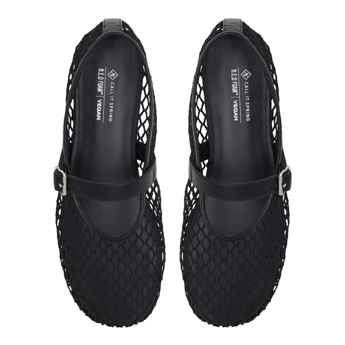 Elyiaa Black Textile Mesh Women's  Mary Janes