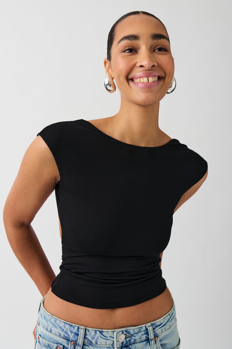 Soft Touch Open Back Top