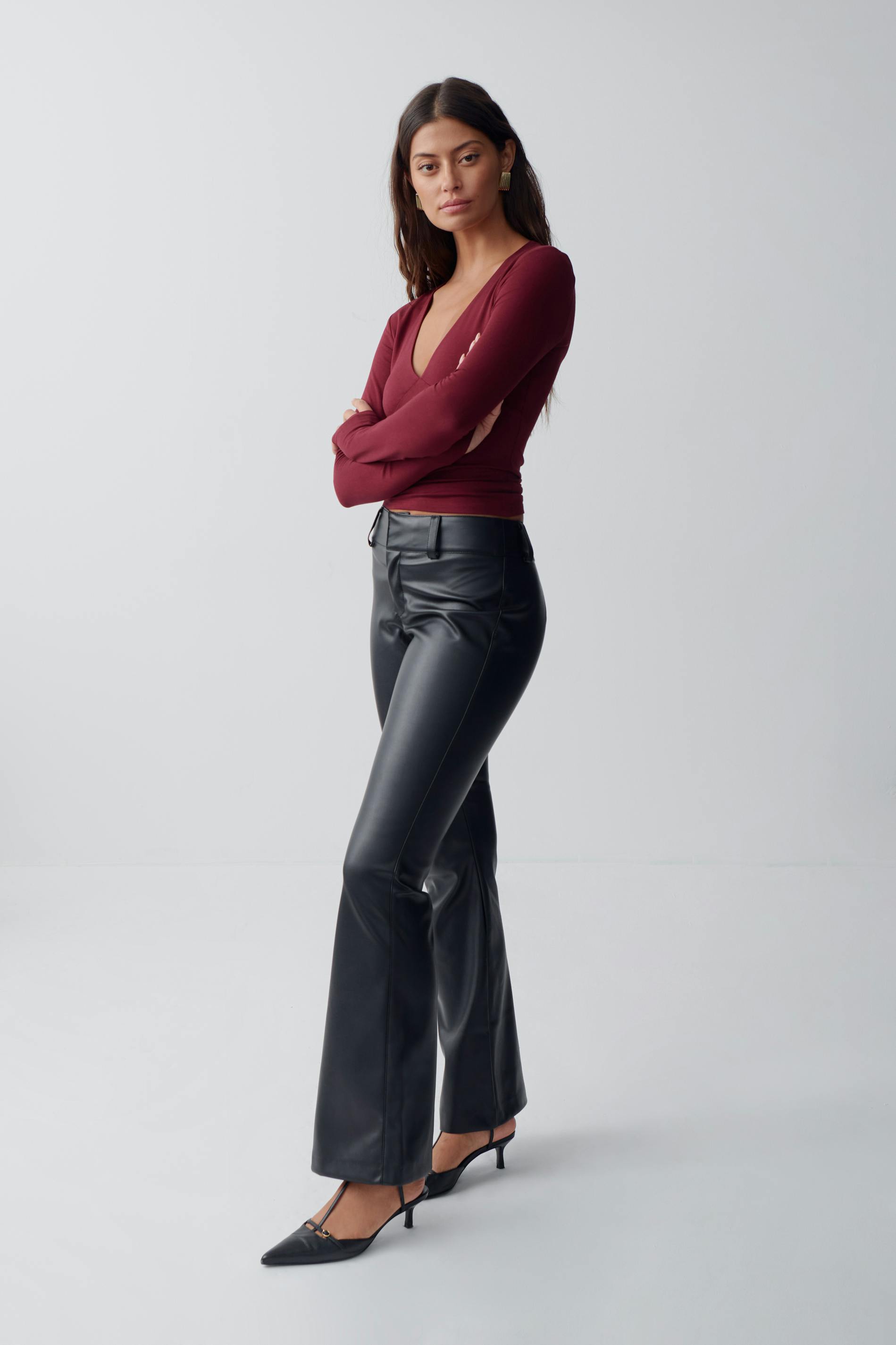 Pu Bootcut Trousers