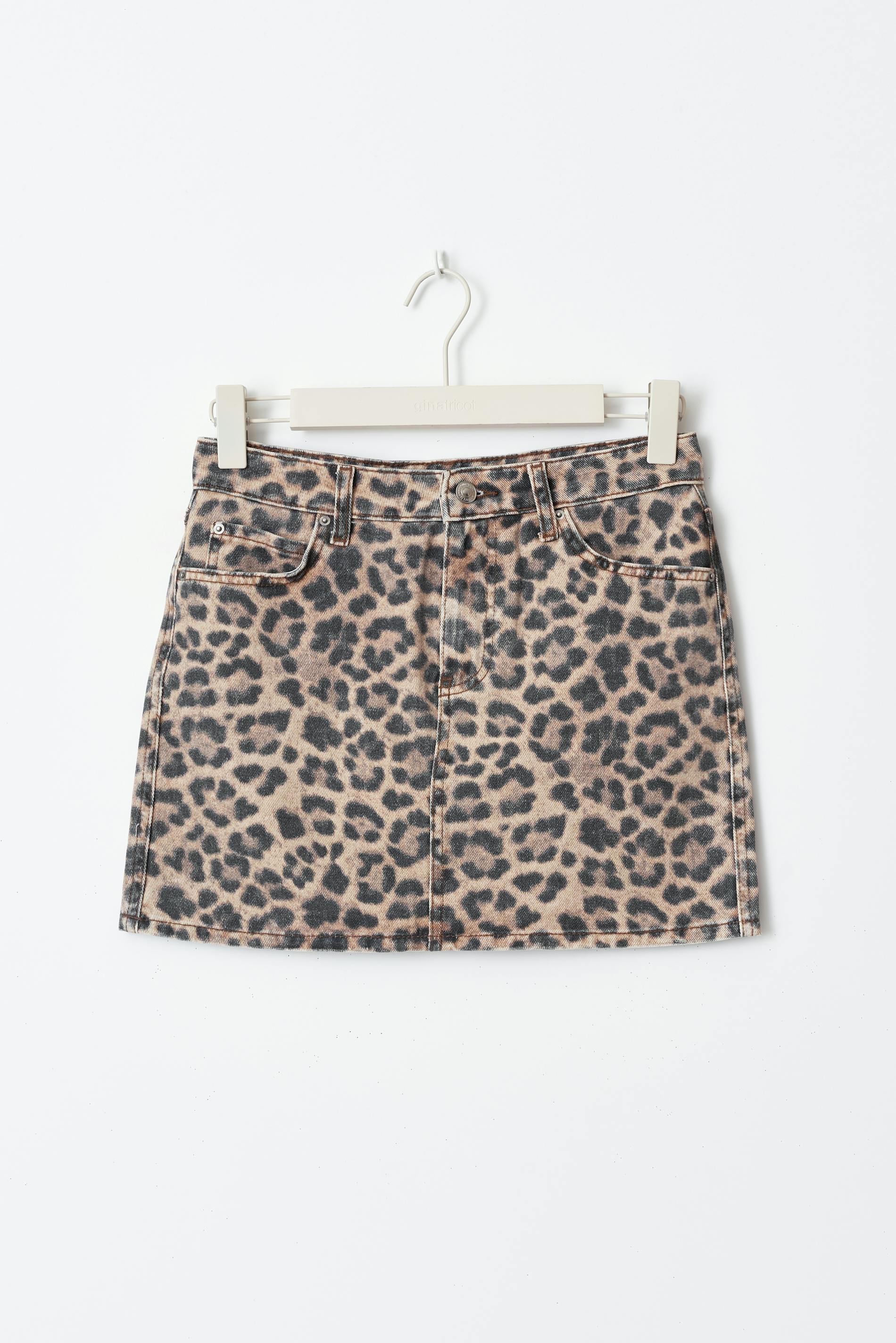 Leopard Denim Skirt