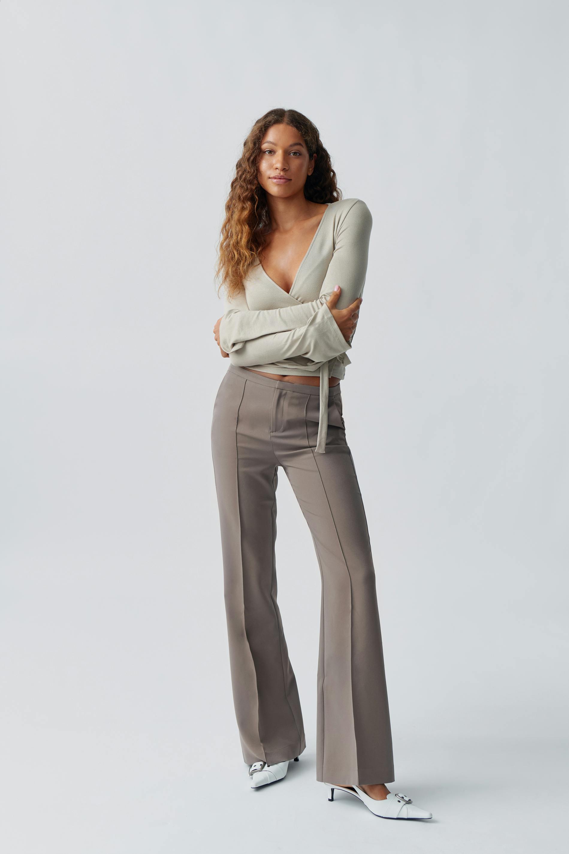 Mid Waist Bootcut Trousers
