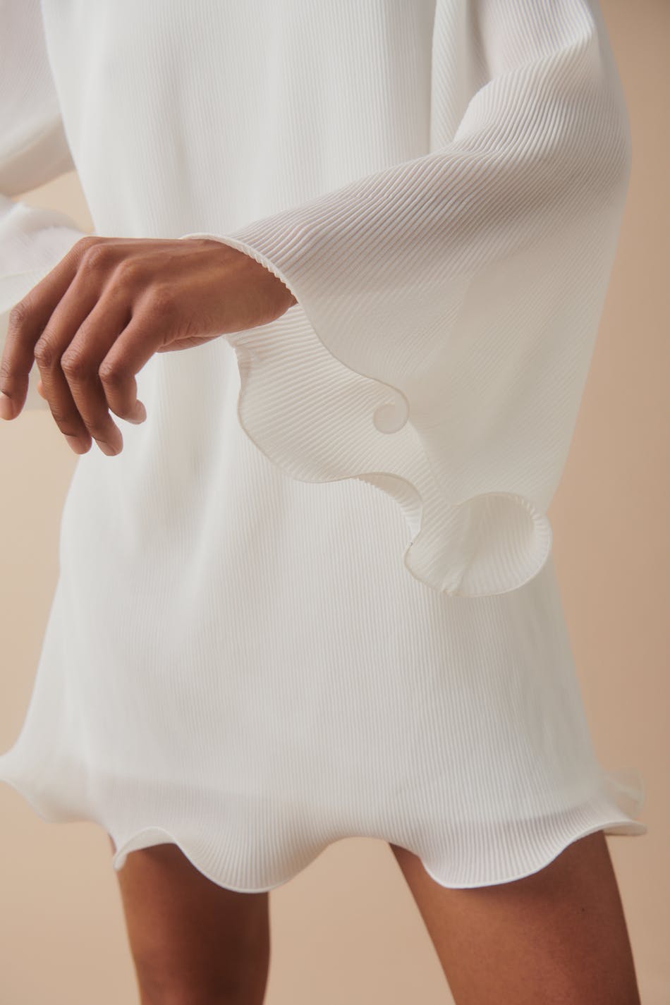 Pleated Wave Edge Mini Dress