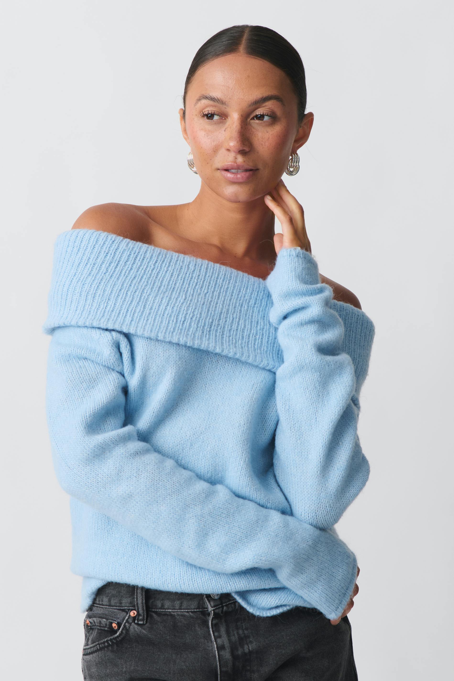 Knitted Off Shoulder Sweater