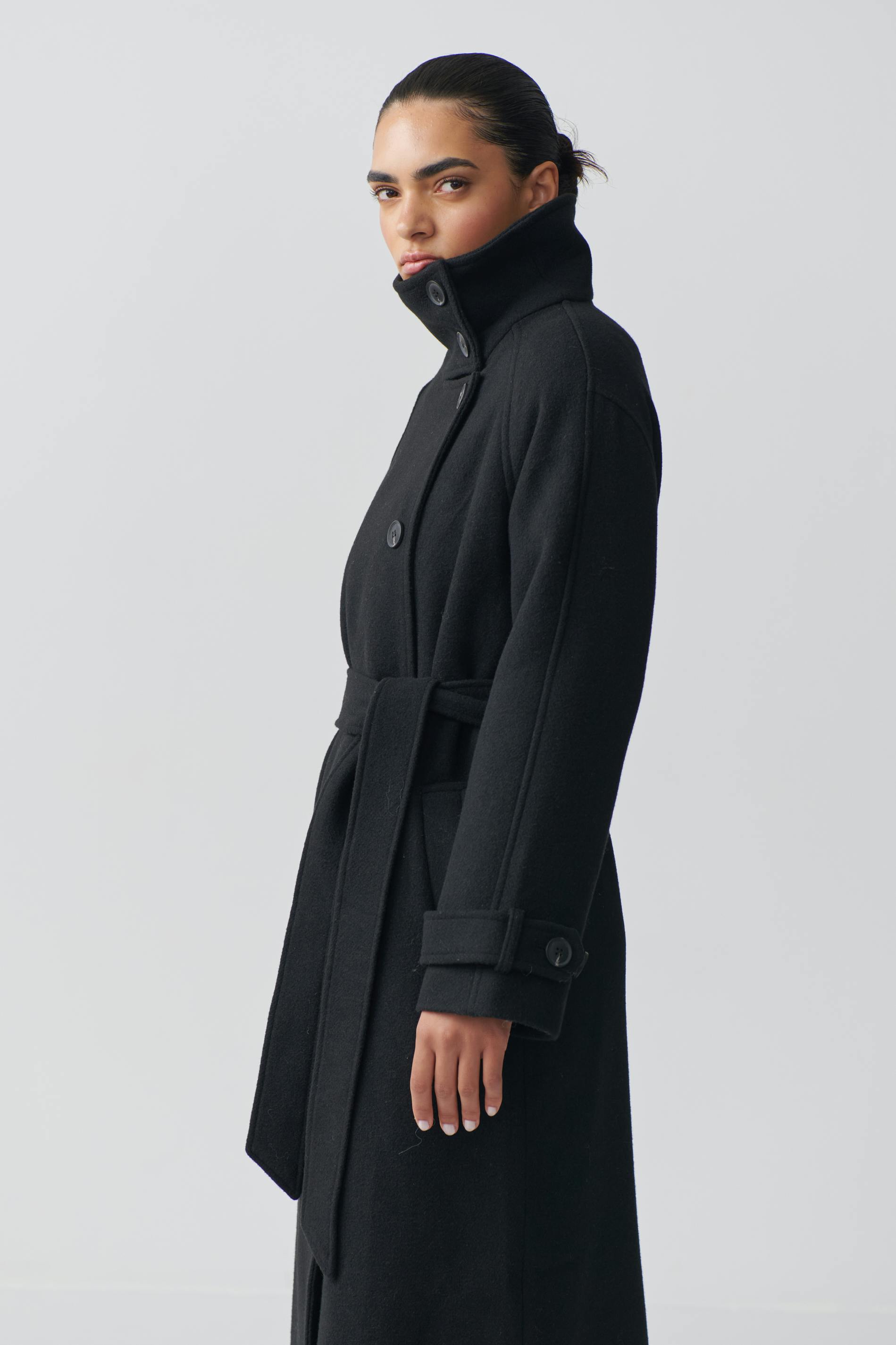 Belted Wool Blend Coat