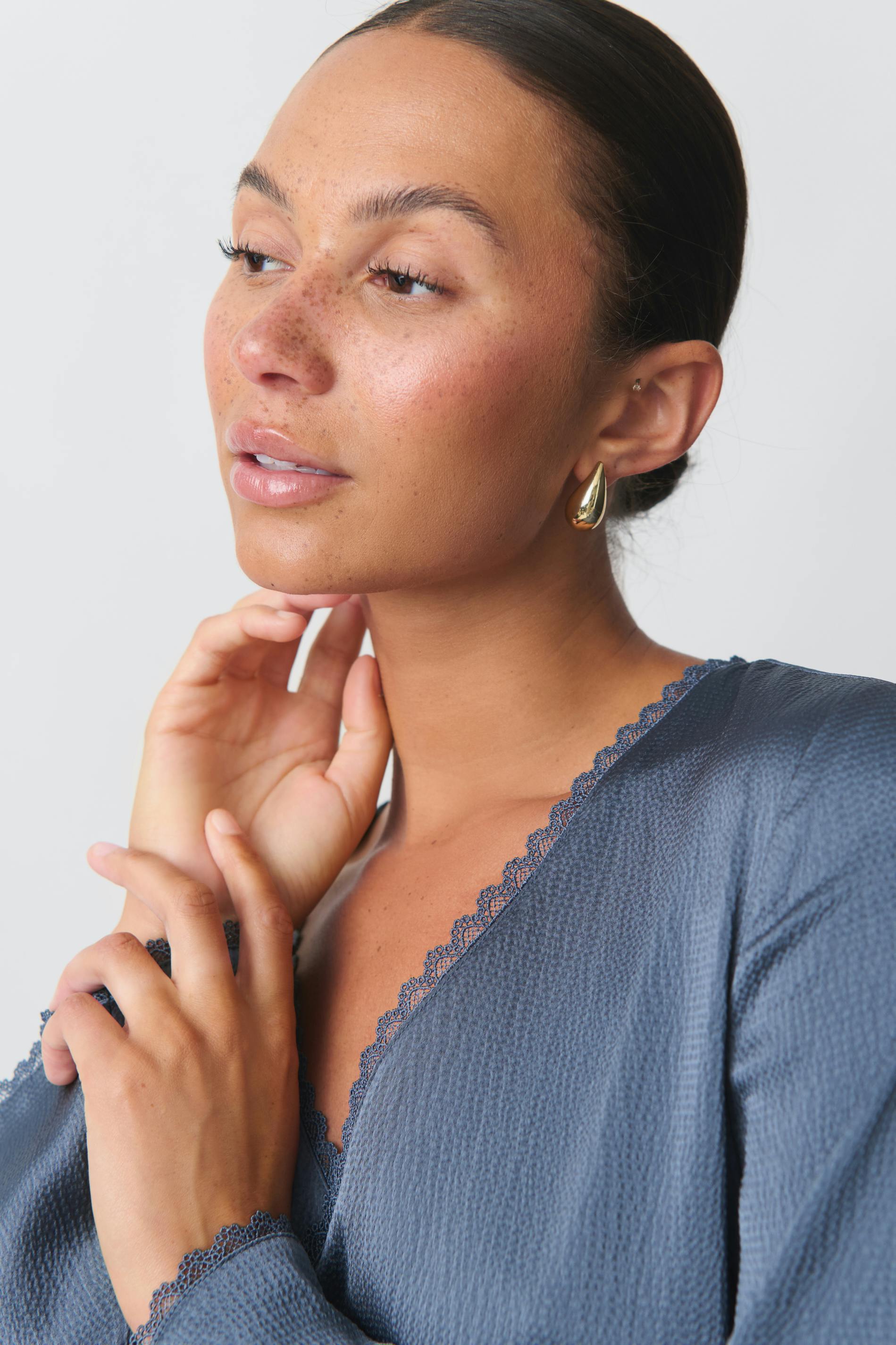 Scalloped Edge Wrap Blouse