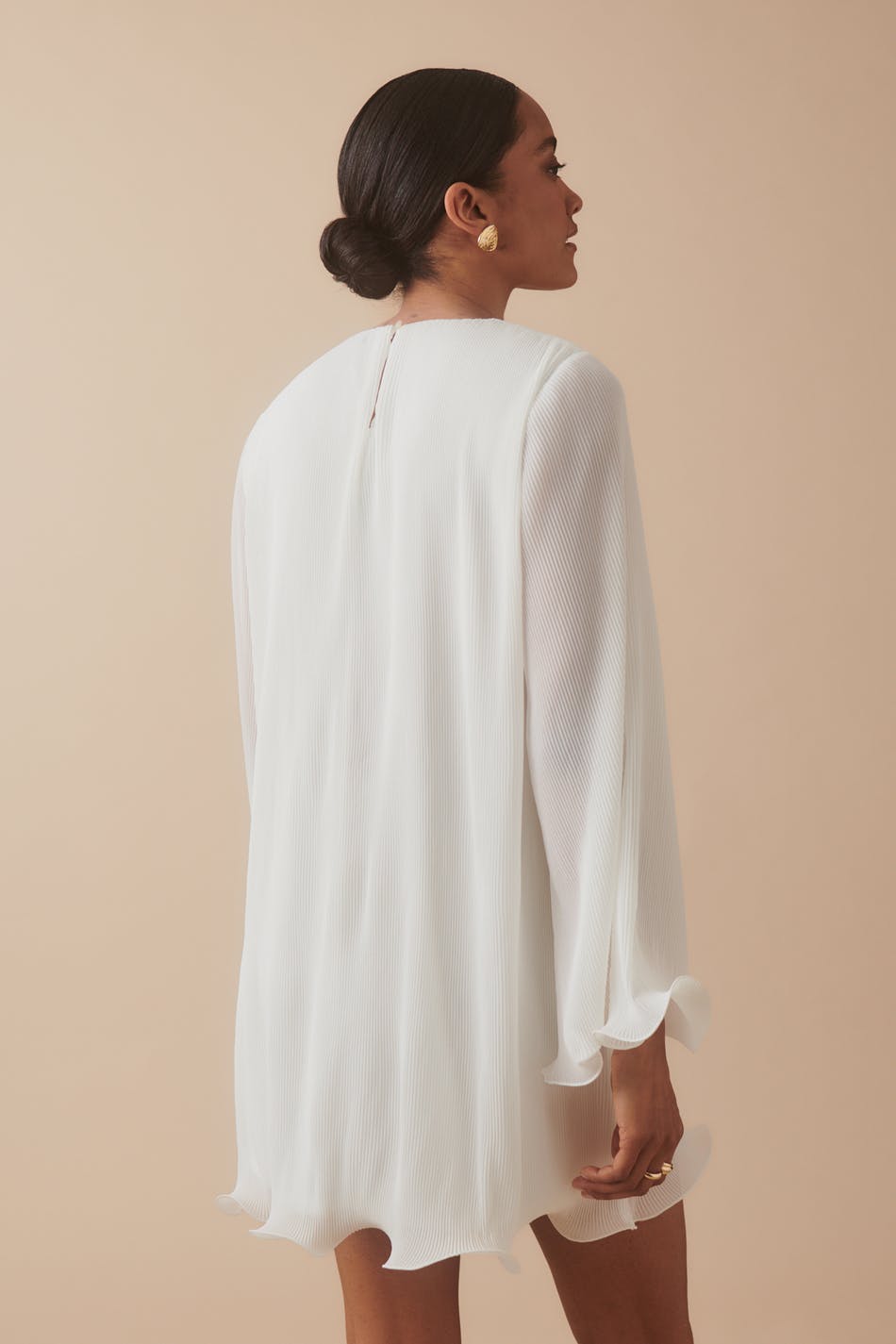 Pleated Wave Edge Mini Dress