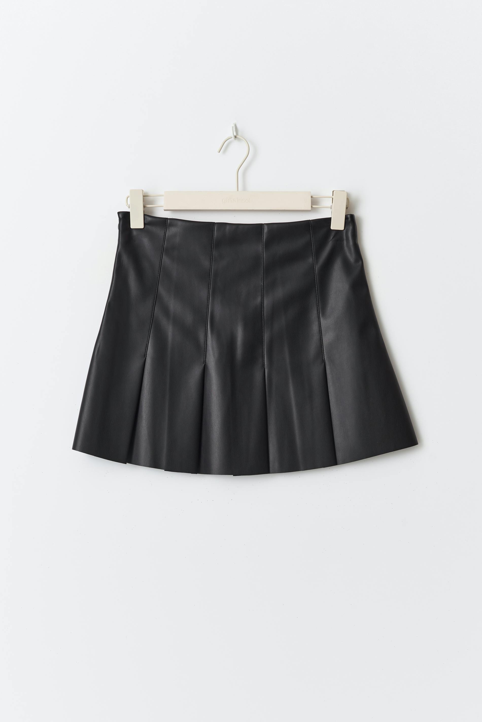 Pleated Pu Skirt
