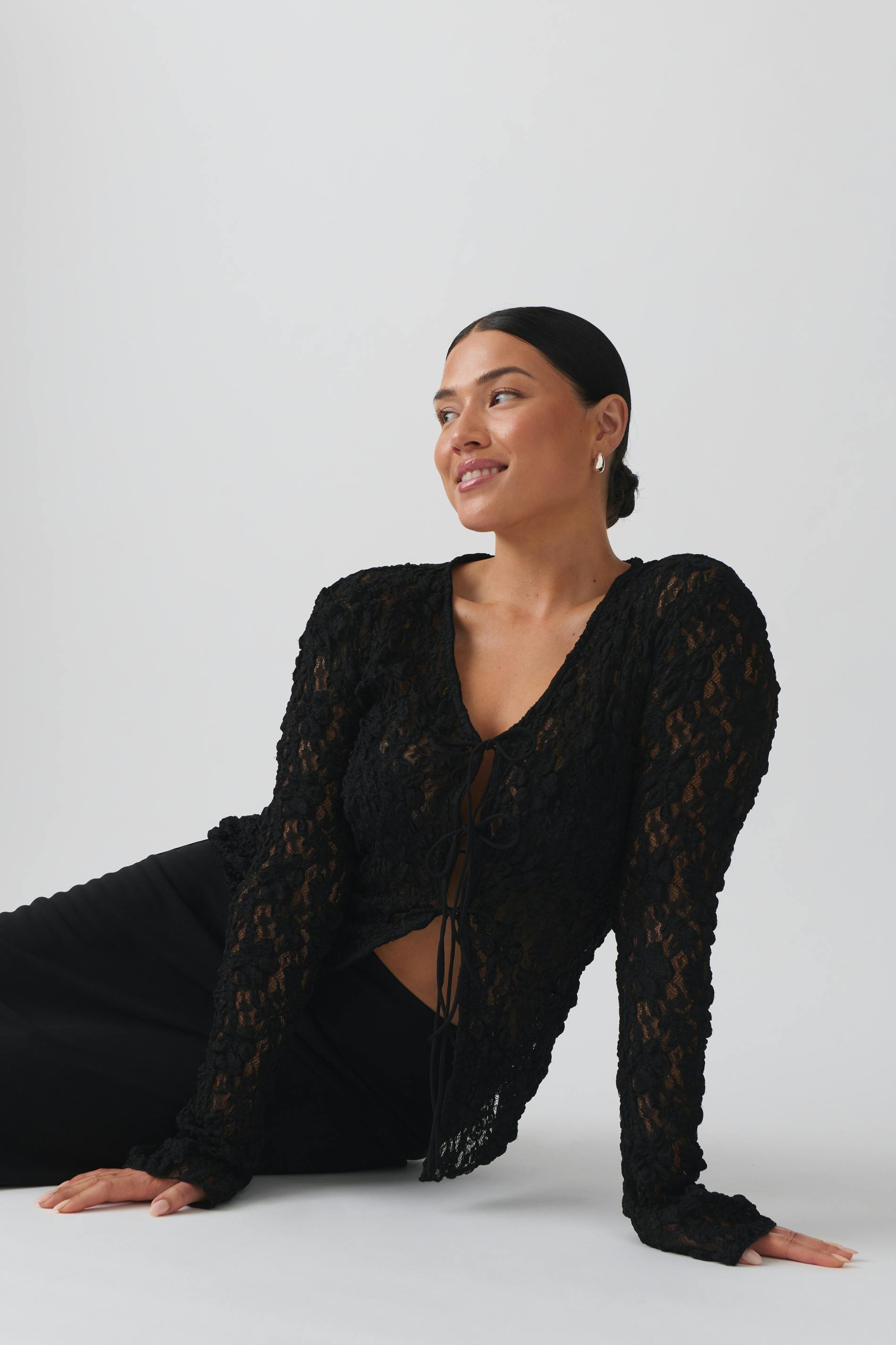 Lace Tie Front Top
