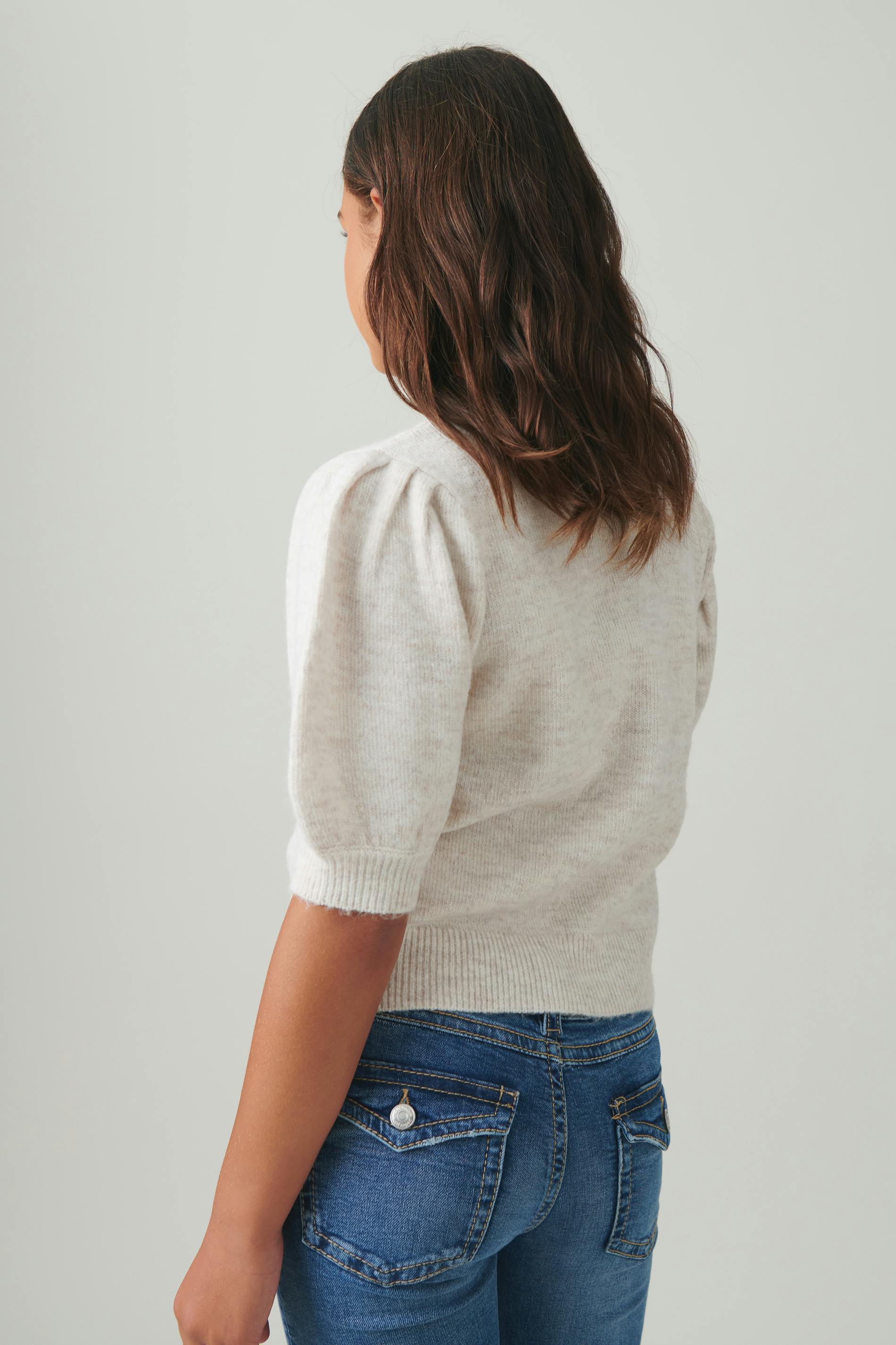 Y Kn Cropped Sleeve Top