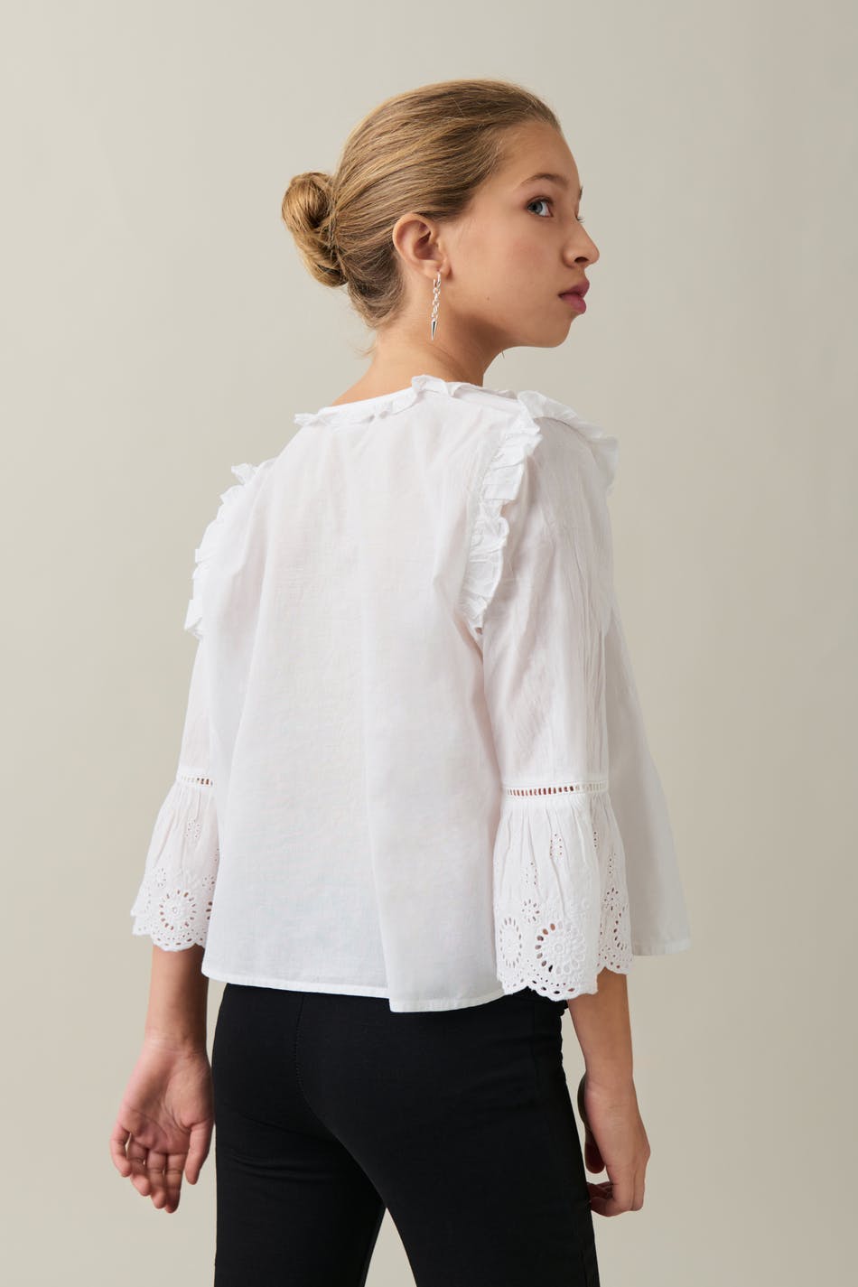 Y Frill Sleeve Blouse