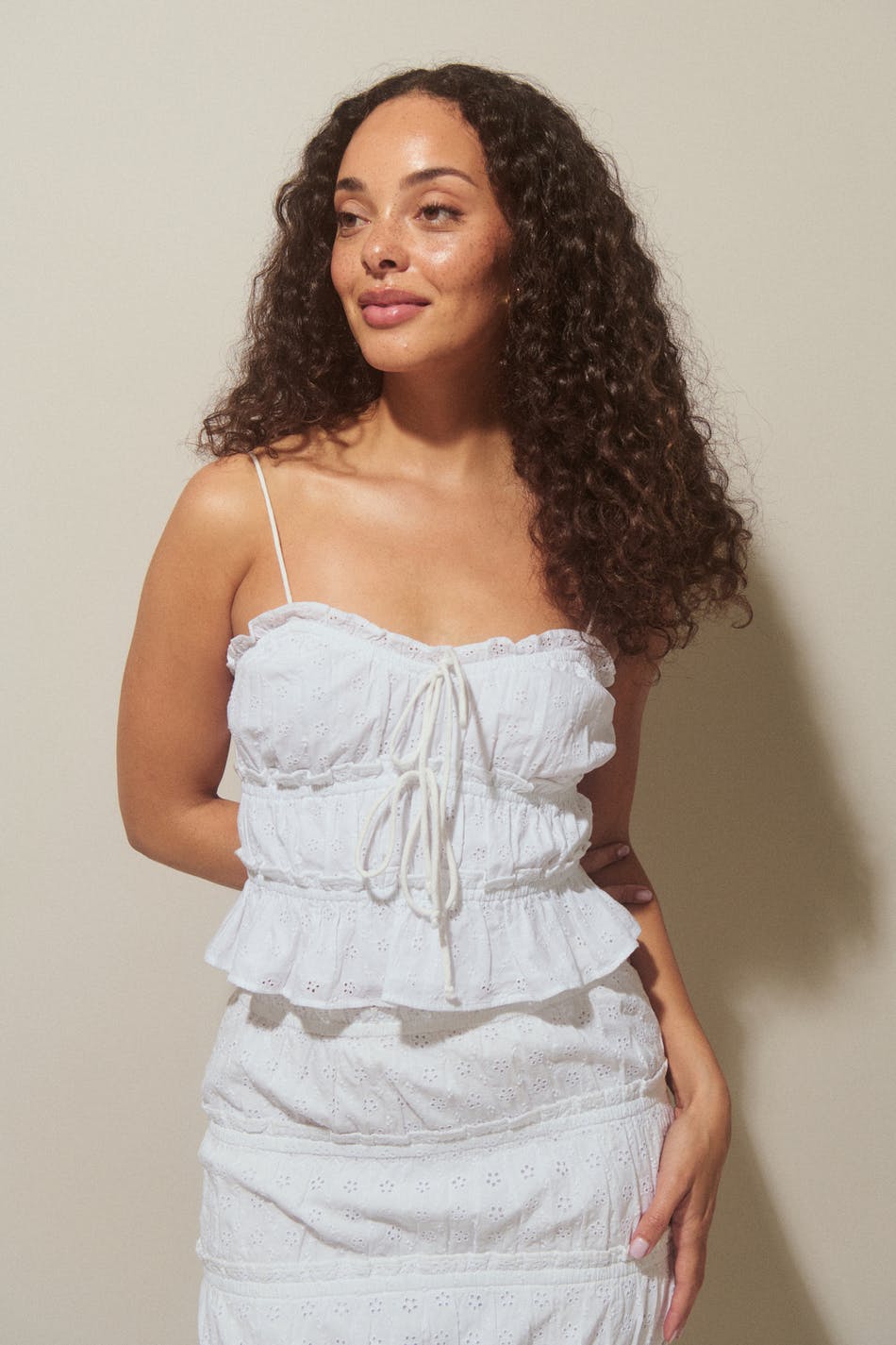 Gathered Frill Tie Top