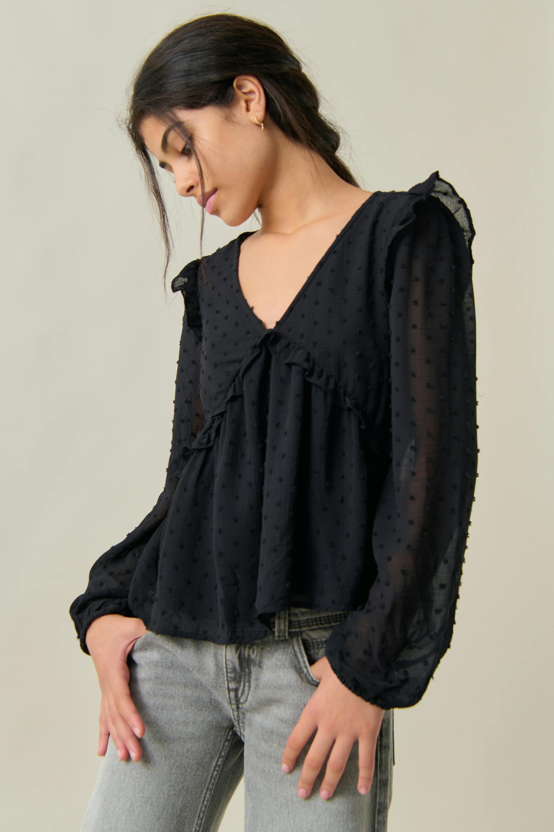 Y Frill V Blouse