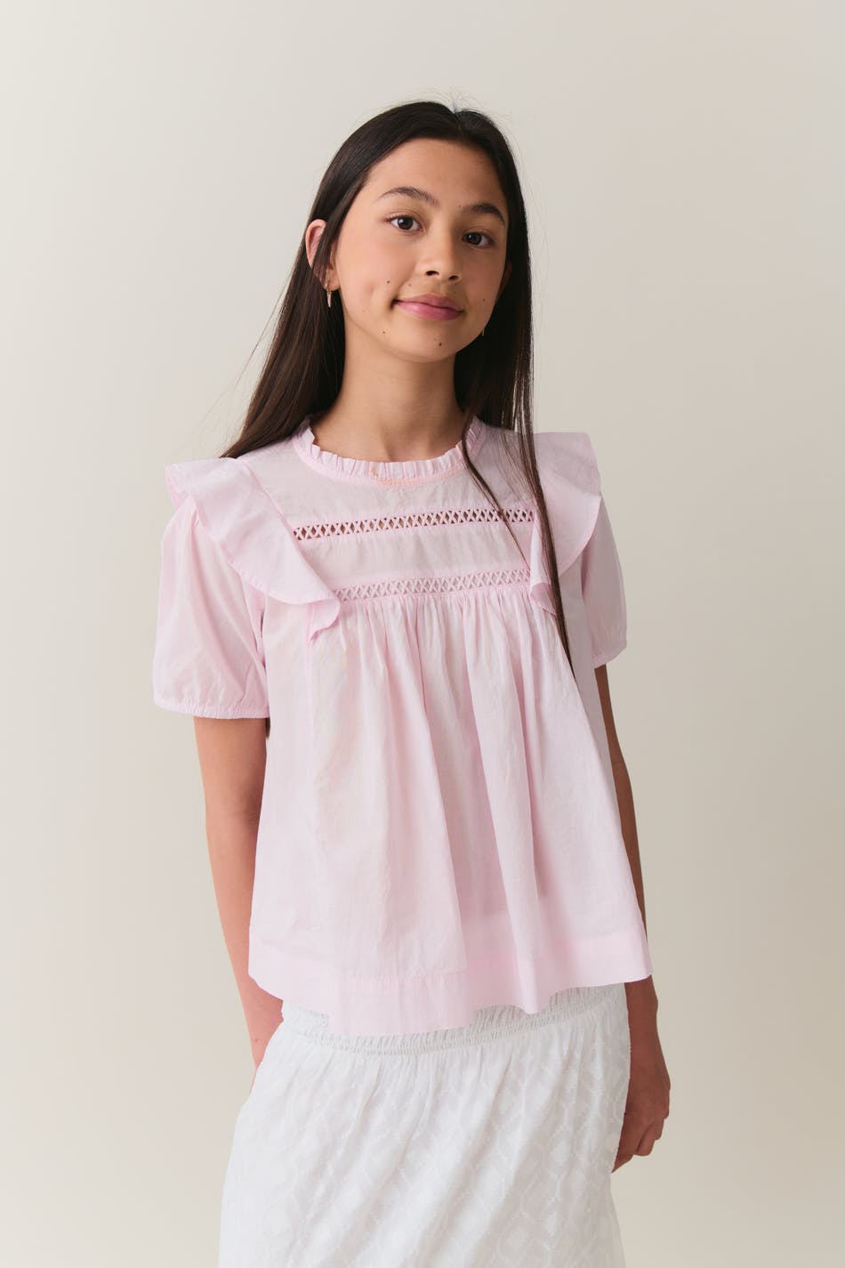 Y Puffsleeve Lace Top