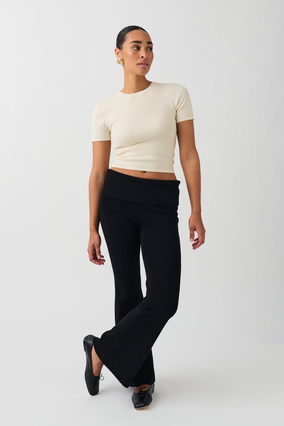 Knitted Folded Down Trousers