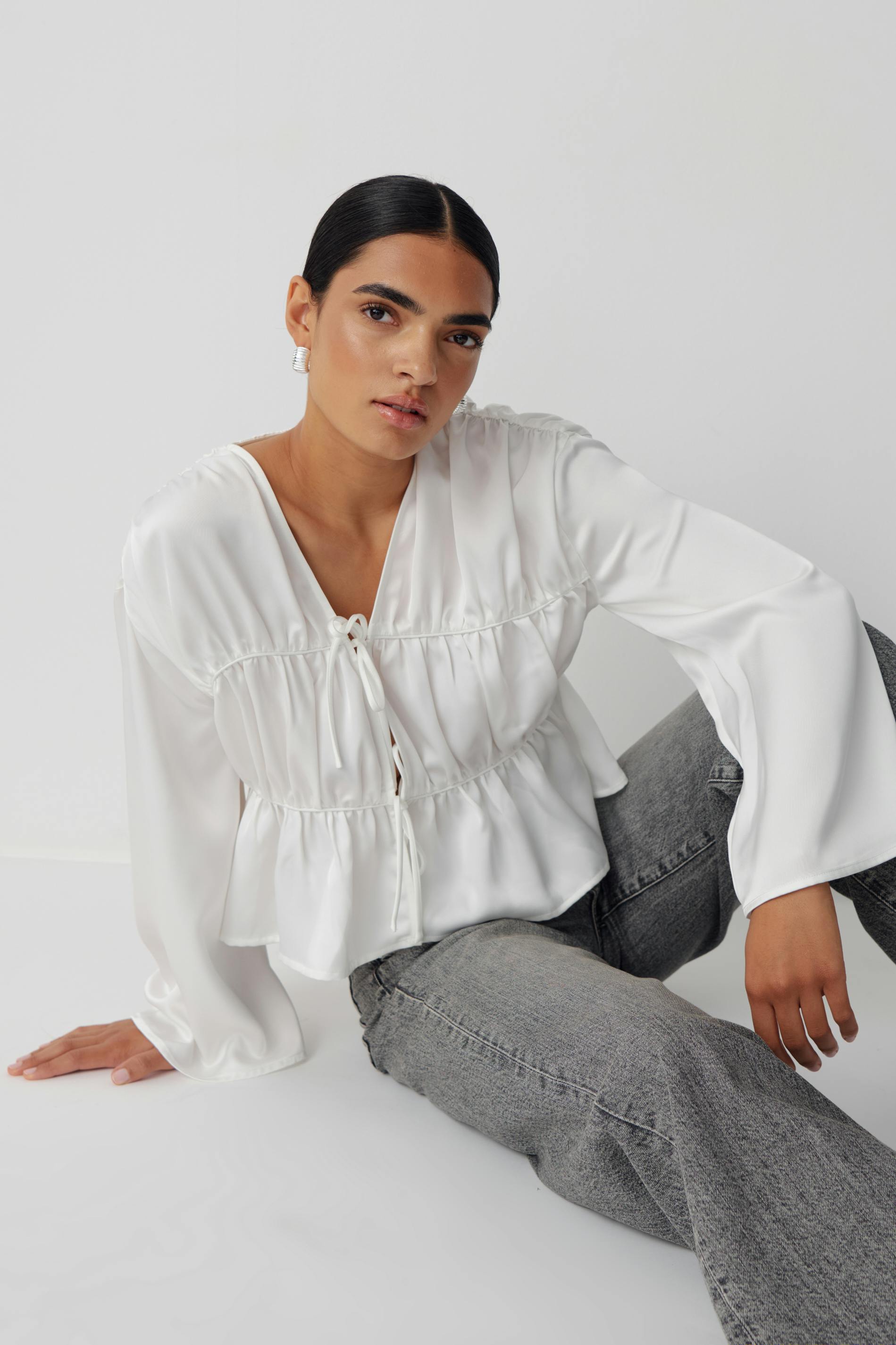 Gathered Tie Blouse