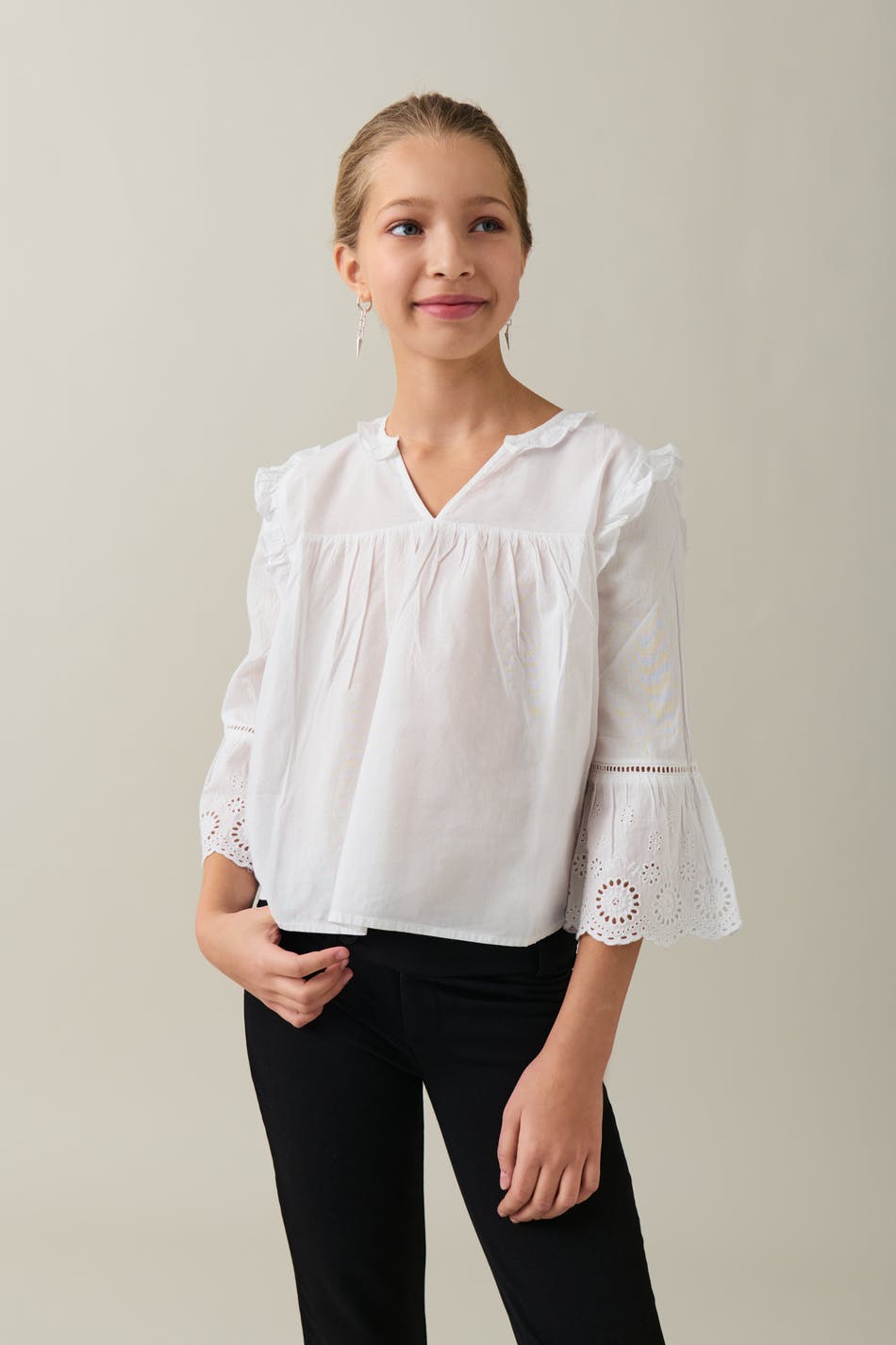Y Frill Sleeve Blouse