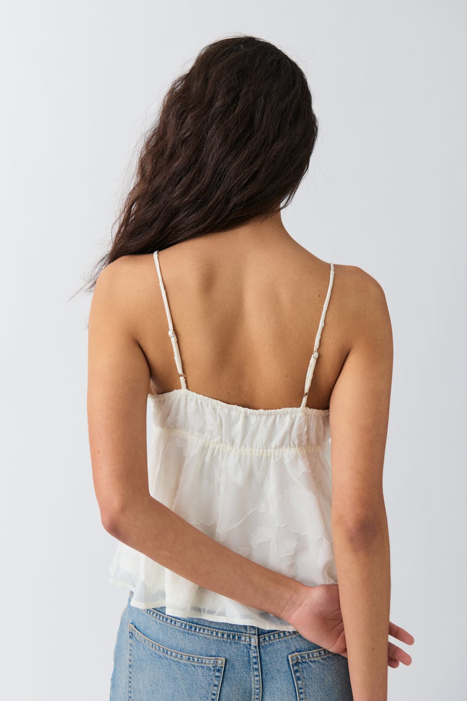 Floral Textured Frill Top