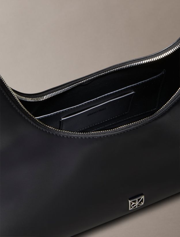 Monogram Logo Emblem Leather Shoulder Bag