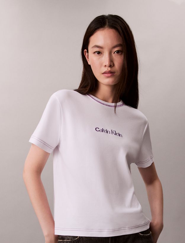 Embroidered Logo Graphic Slim T-Shirt
