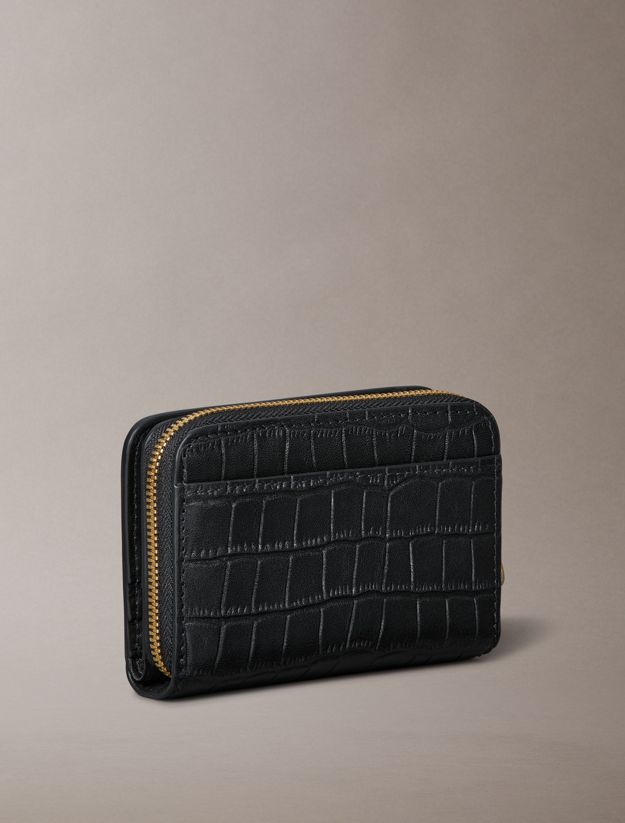Leather Croc-Effect RFID Zip-Around Wallet