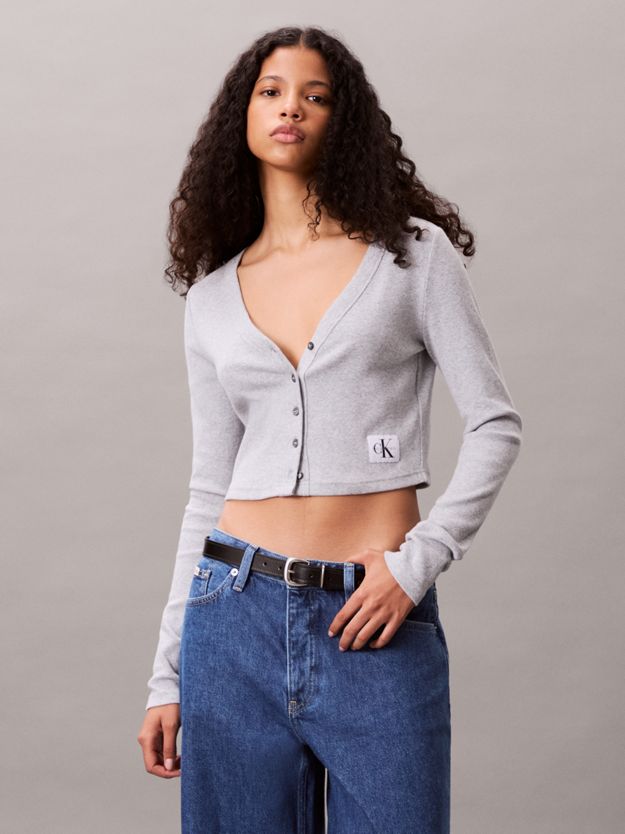 Cropped Ribbed Cotton Cardigan