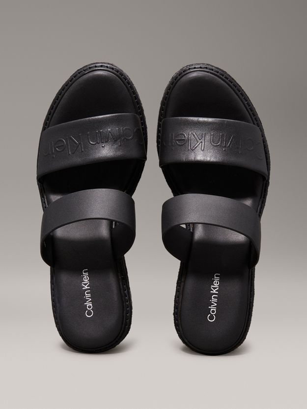 Leather Espadrille Wedge Sandals