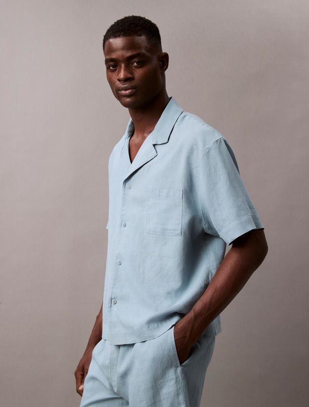 Linen Blend Pyjama Top