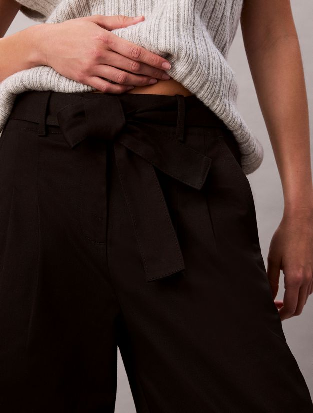 Cotton Twill Belted Trousers