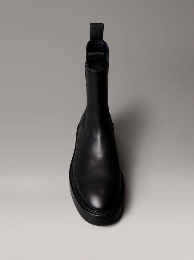 Leather Stacked Heel Chelsea Boots