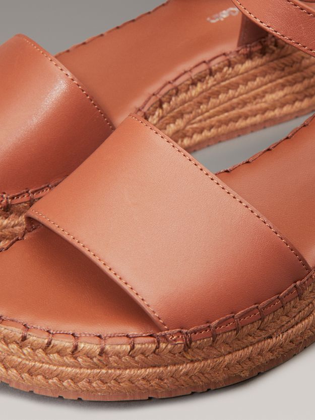 Leather Espadrille Platform Sandals