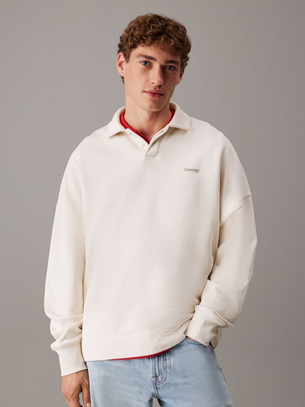 Cotton Terry Polo Sweatshirt