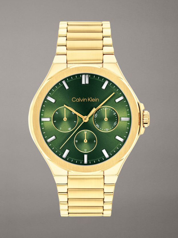 Gold Plated Steel Crystal Watch