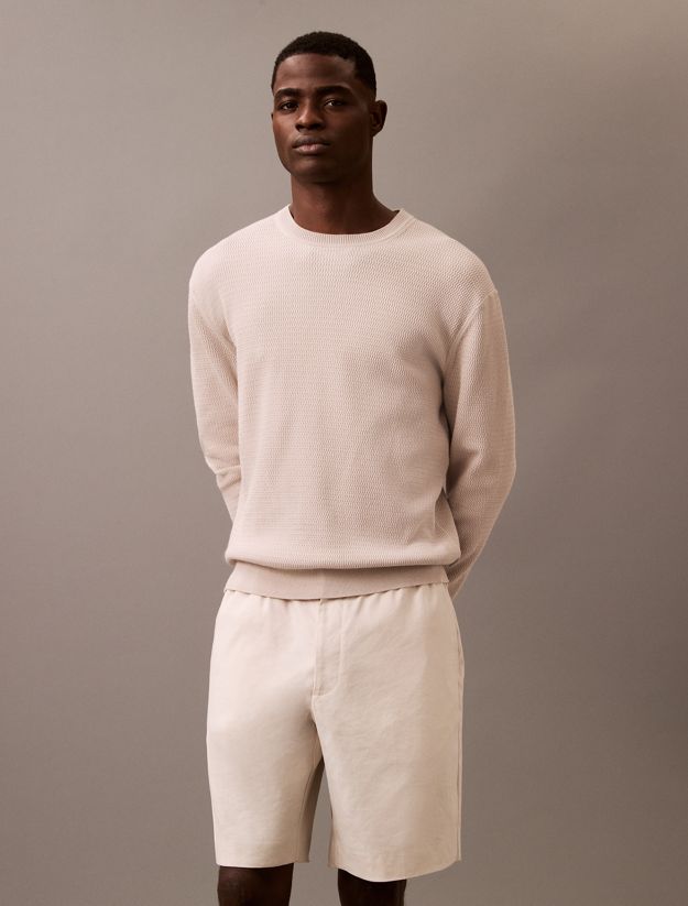 Cotton Textured Crewneck Jumper