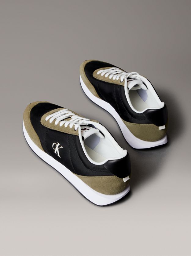 Suede Mix Signature Logo Runner Trainers