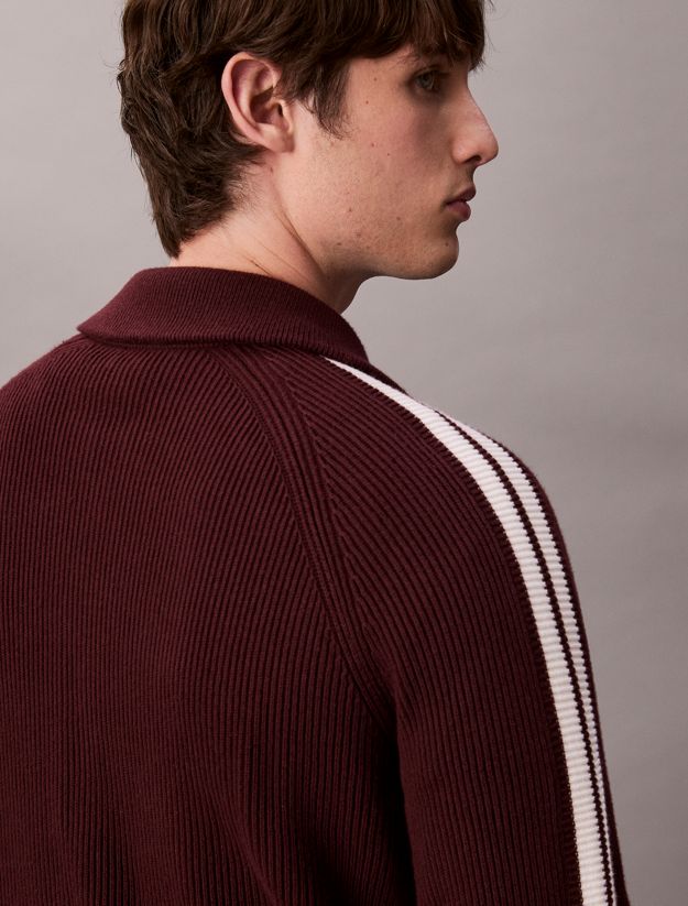 Side Stripe Zip Up Cardigan