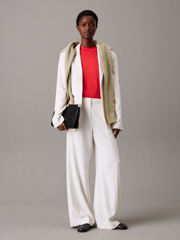 Wide Leg Twill Trousers