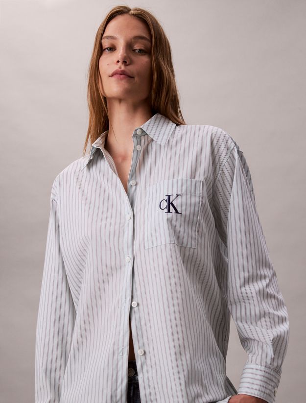 Cotton Poplin Striped Shirt